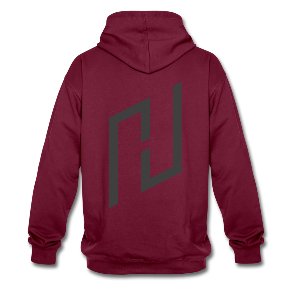 Unisex Hoodie Bordeaux-rød/Antrasitt - Backprint